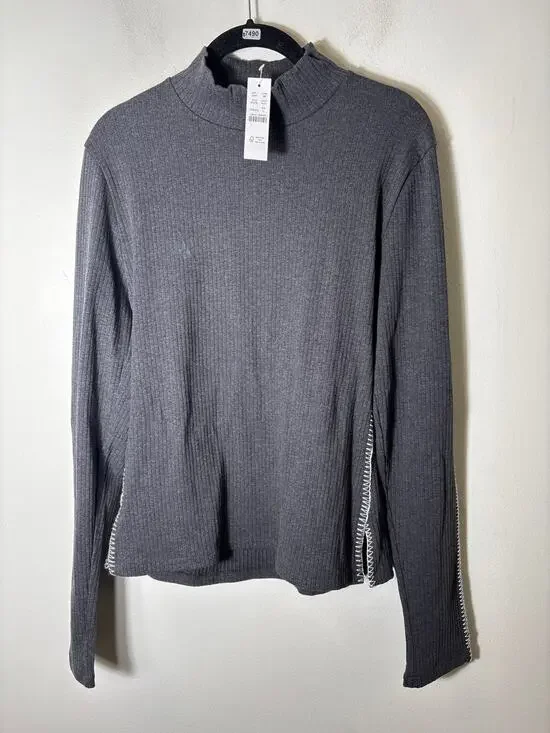 NWT J. Crew Charcoal Gray Ribbed Long Sleeve Sz L