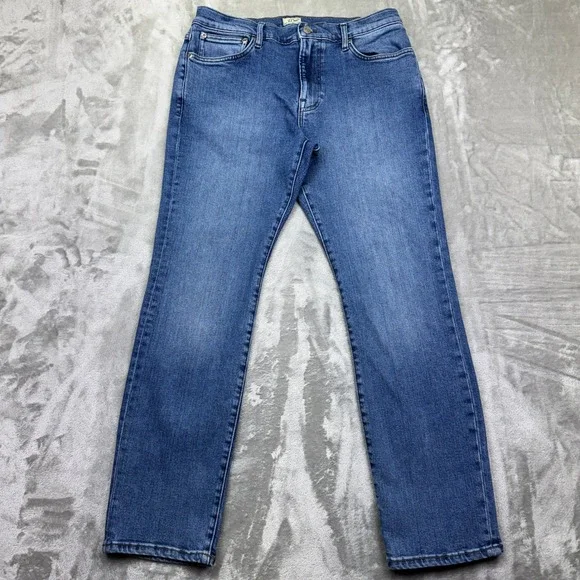 J. Crew Womens 770 Stretch Straight Leg Dark Wash Denim Jeans Sz 32 Grunge Retro