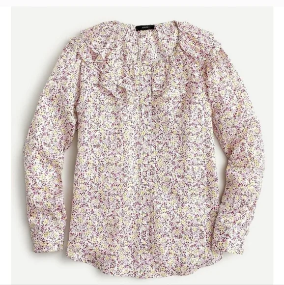 J.CREW Ruffle Top in Field Day Floral Print Blouse