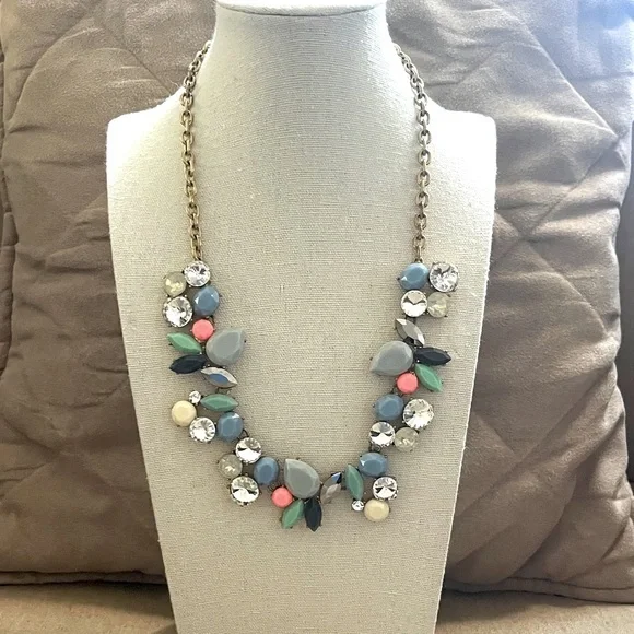 J Crew Elegant Multicolor Beaded Statement Necklace