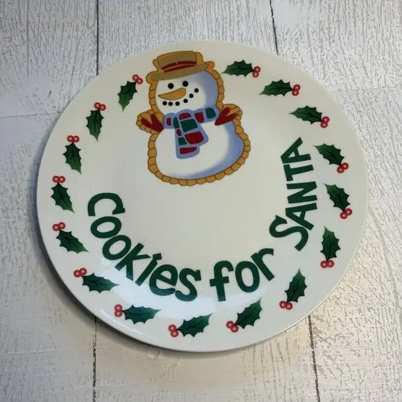 Cookies for Santa Snowman Christmas Plate 8
