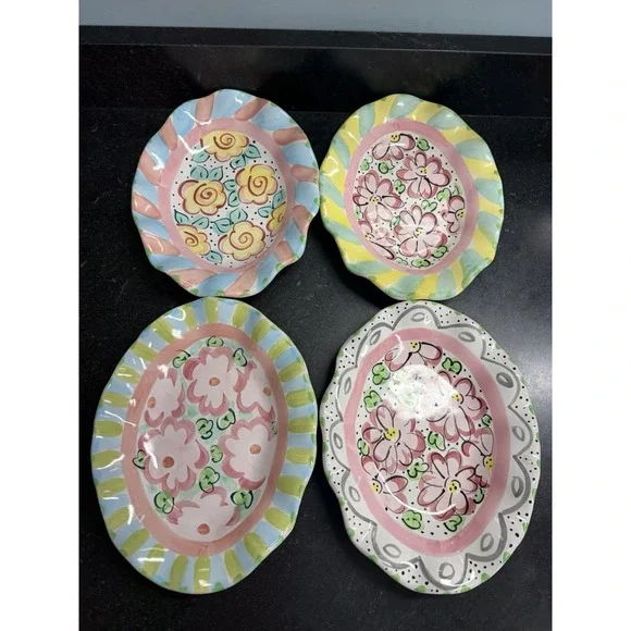 Set of 4 Steve & Laurie Turner Majolica Pottery 11