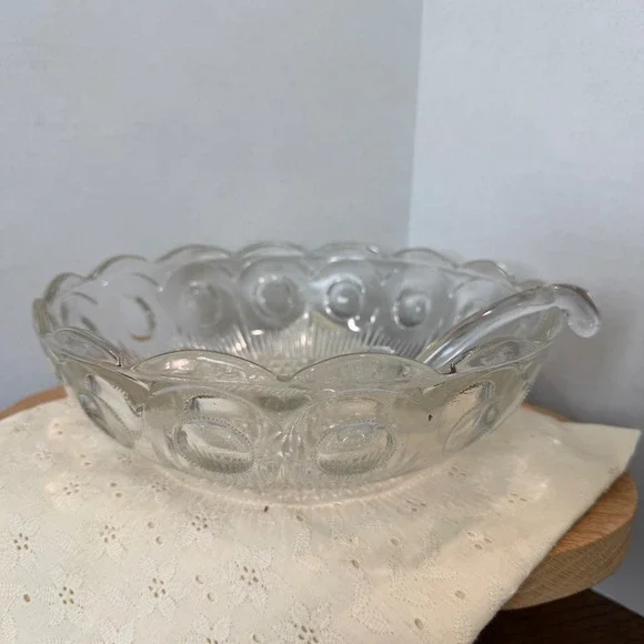 Vintage Bartlett Collins St Genevieve Pressed Glass‎ Bowl Ladle Bullseye Dish