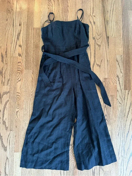 J. Crew black linen wide leg jumpsuit