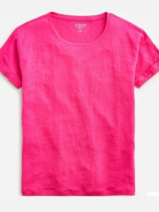 J. Crew Hot Pink Linen Shirt