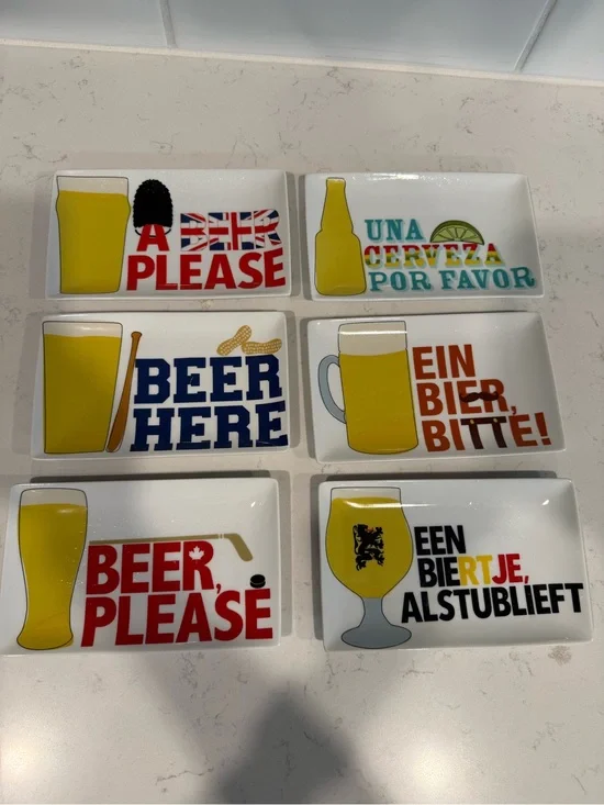 CRATE & BARREL set of 6 Beer Platters