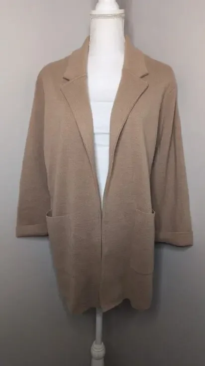 NWT J.Crew Sophie Camel Open-Front Sweater Blazer Large