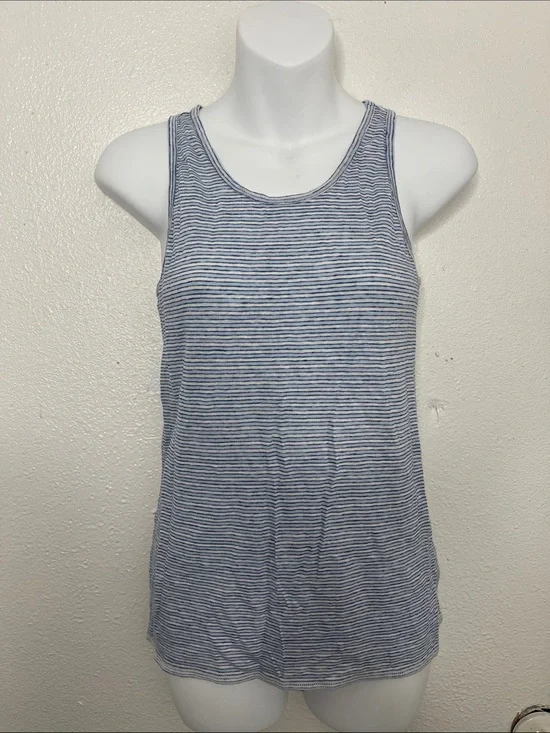 J.Crew Blue & White Striped Linen Tank- S