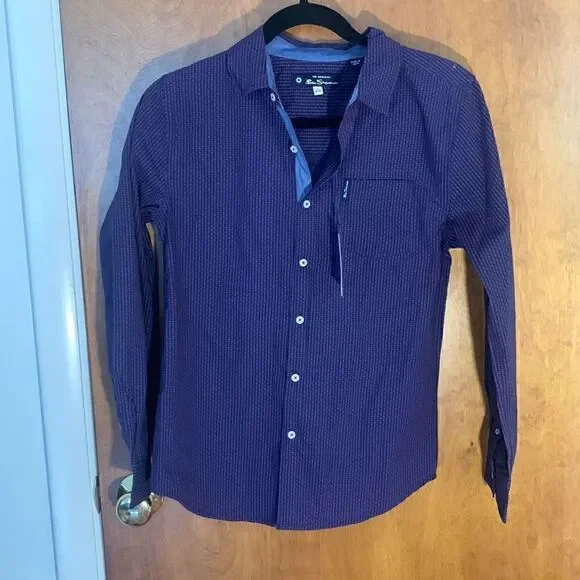 NWT Ben Sherman blue with red dots long sleeve button down shirt! Size L 14/16