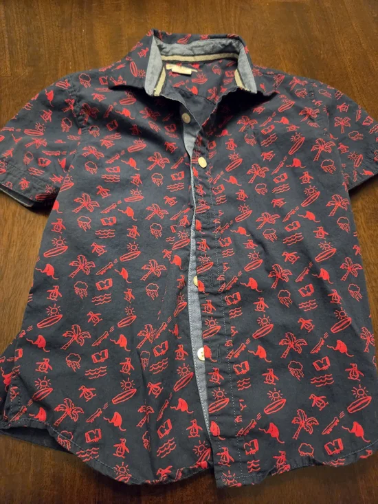 Boys 6 Penguin Button Up Shirt