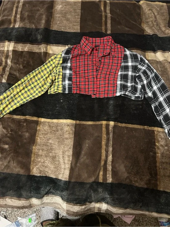 J. Crew Multicolor Plaid Patchwork Cropped Bomber Jacket