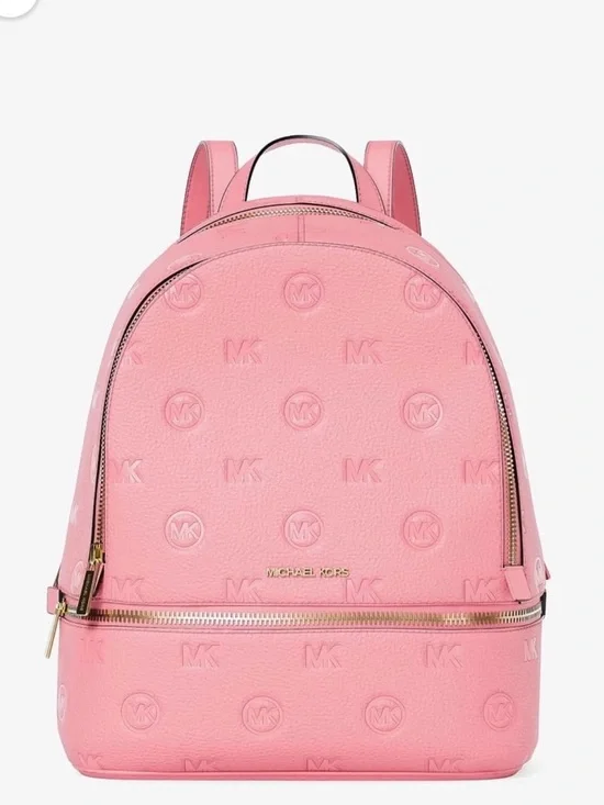 Michael Kors Medium Carnation/Pink Debossed Rhea Backpack
