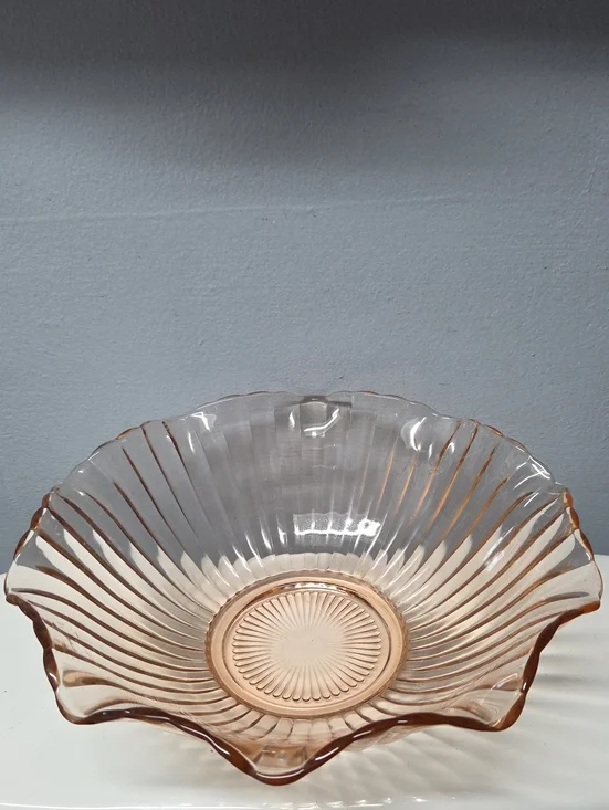 Vintage Pink Depression Glass Serving Bowl