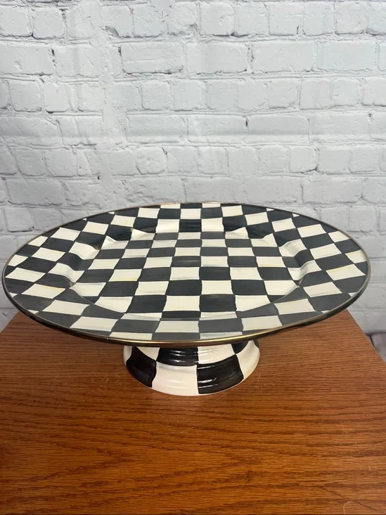 Mackenzie-Childs Pedestal Platter - Large 16” diameter.