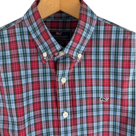 Vineyard Vines Plaid Whale Shirt‎ Boys XL Long Sleeve Button Down