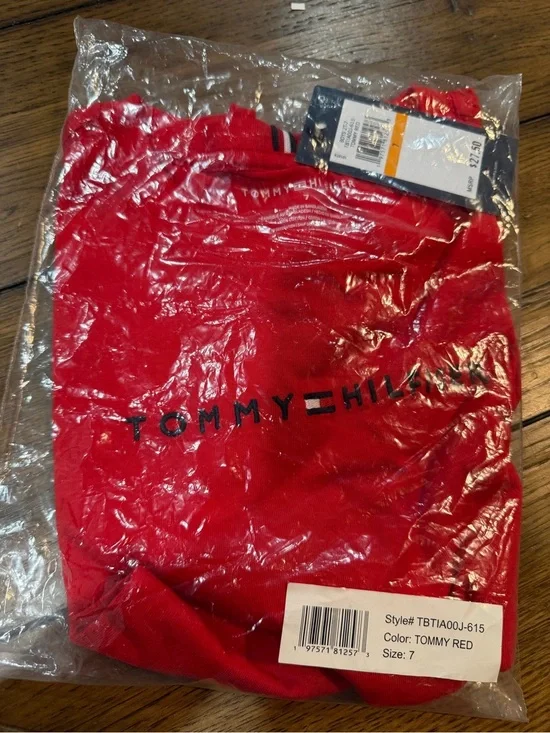 Tommy Hilfiger Red Logo Tee with Iconic Flag​