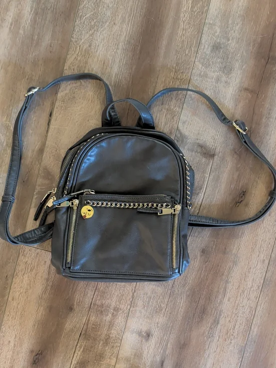 Madison West Gray Vegan Leather Mini Backpack