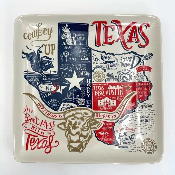 Primitives By Kathy Texas Ceramic Serving Tray 10