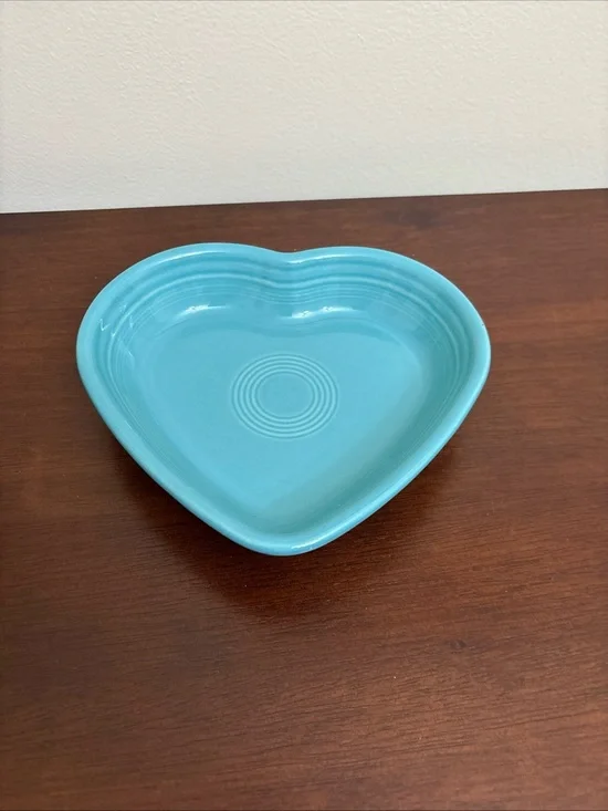 Fiestaware Turquoise Heart Bowl Fiesta Blue Dish Bowl USA Ceramic 7inch Dish VTG