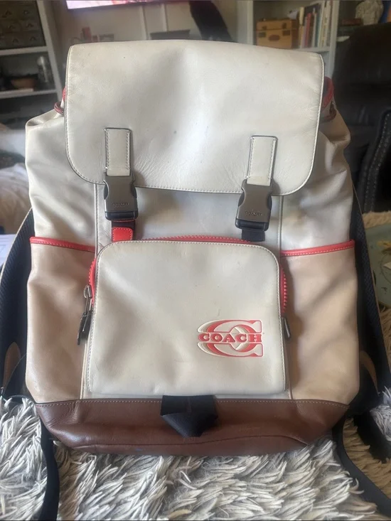 Coach cream & orange Leather Backpack