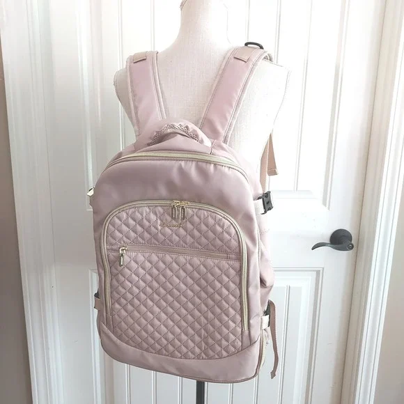 Lovevook Quilted Laptop Backpack Women Large Pink Travel Work‎ Bag