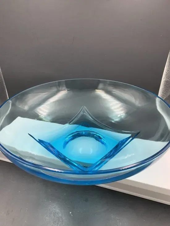 Vintage Hazel Atlas Capri Colonial Blue Glass Bowl 11