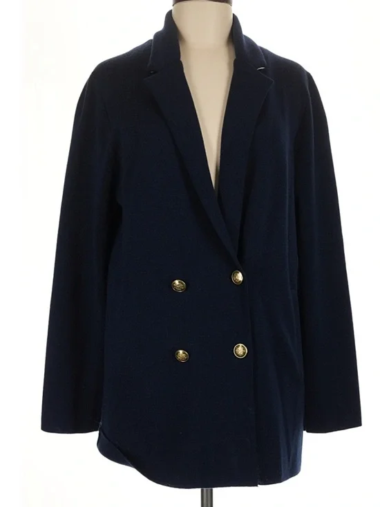 J. CREW Double Breasted Navy Wool Jacket Gold Buttons Size medium
