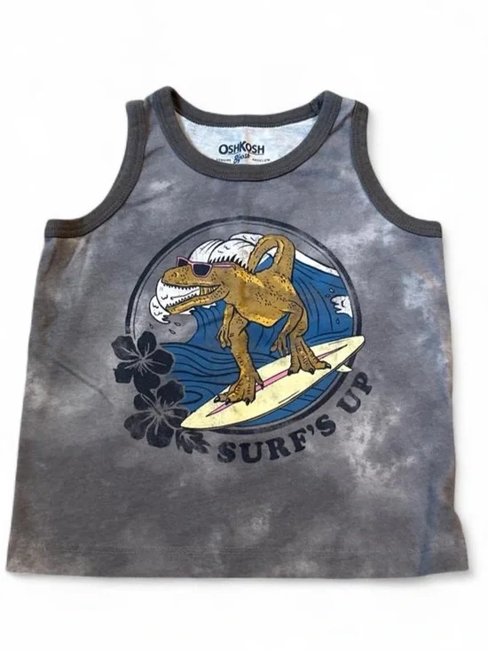 OshKosh B'gosh Gray Tie-Dye Dino Surf Tank Top with Dino
