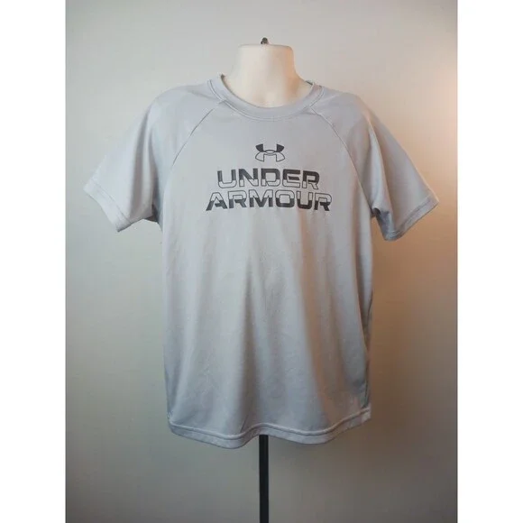 Under Armour  Short Sleeve Gray Logo   Shirt Boys Sz. S