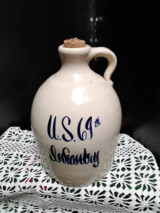 Whiskey Stoneware Jug Marshall Pottery signed E.J. Humphries