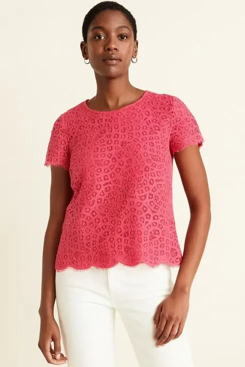 J.Crew Hot Pink Raindrop Lace Top Size 8