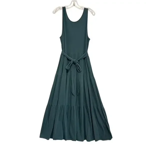 J.Crew Broken-in Jersey Tiered Maxi Dress Alhambra Green Womens Large Resort