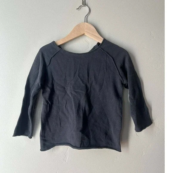 Play Up Baby Organic Cotton Raglan Top 24M Charcoal Elbow Patches Scandi Neutral