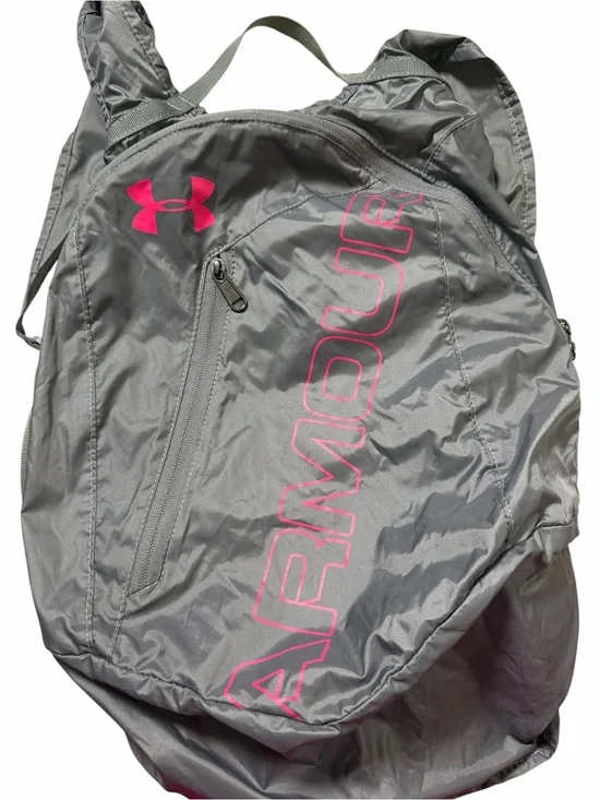 Under Armour Gray Backpack with Pink Logo and Trim
