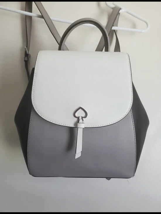 White and Gray Colorblock Women’s Backpack Purse
