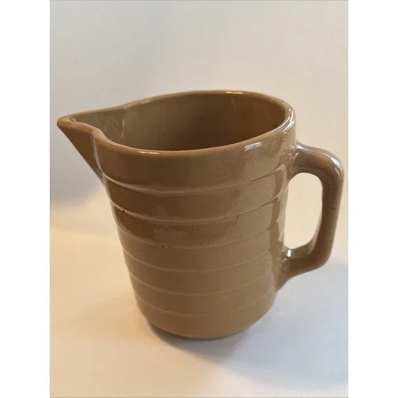 Vintage Ted Steinmetz Eyota MN Advertising Ribbed Pottery Pitcher Primitive