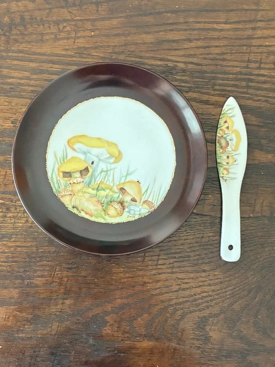 Hand Painted Butter or Cheese Plate Signed