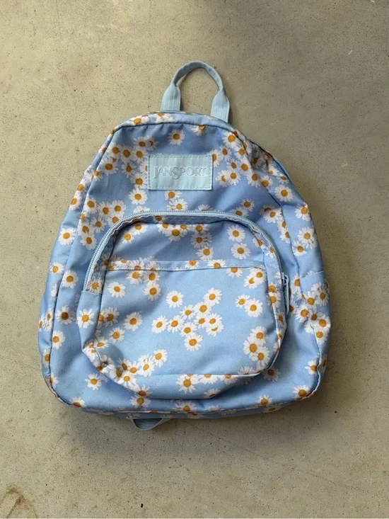 JanSport Light Blue Daisy Floral Half Pint Mini Backpack Travel Bookbag