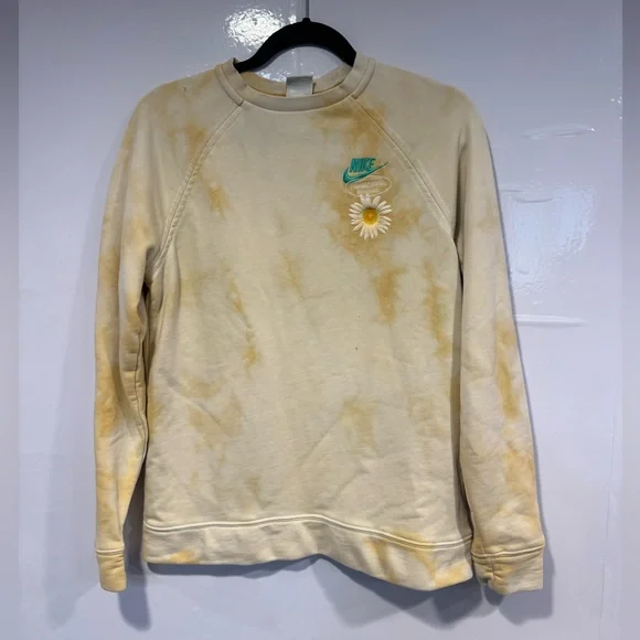 Nike Beige and‎ Mustard Tie Dye embroidered have a Nike Day floral sweatshirt