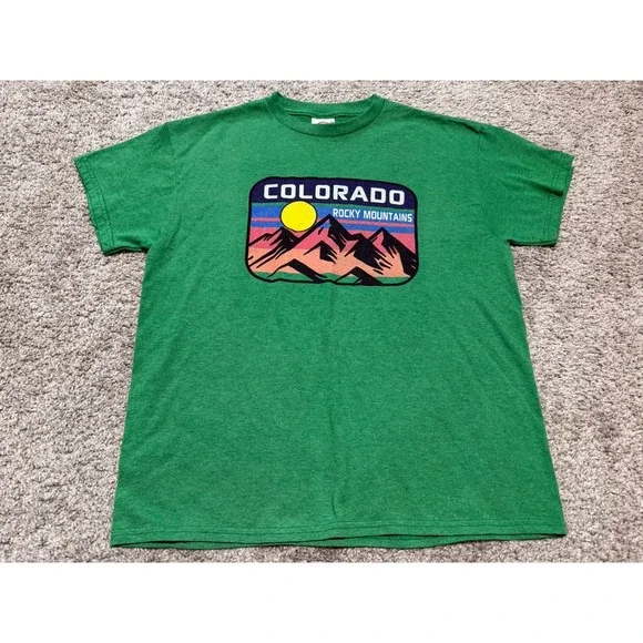 Green Colorado Smokey Mountains T-Shirt Youth Size Large