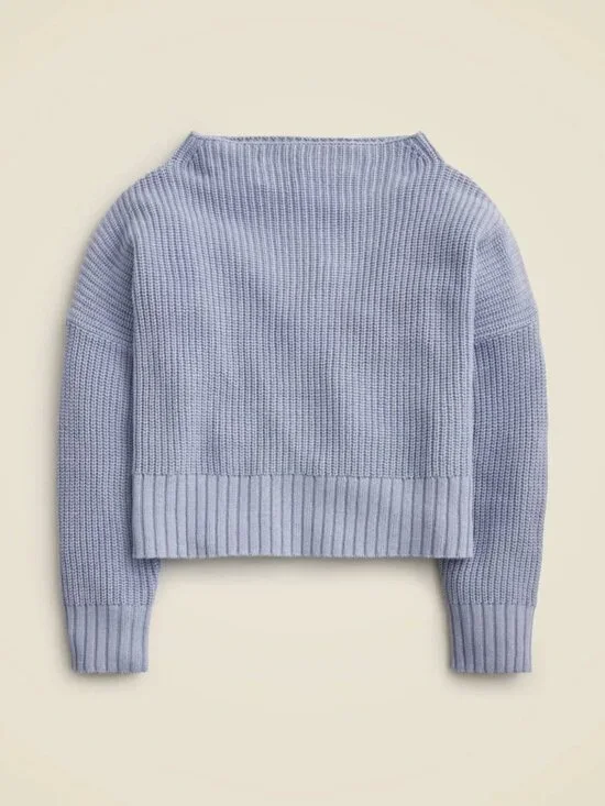 NWOT J. Crew Ribbed funnelneck sweater linen-cotton blend Lavender Lakeshore - M