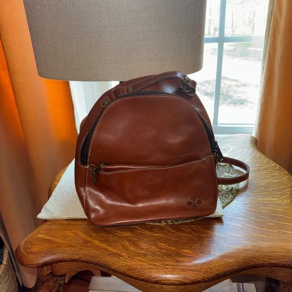 Patricia Nash Rich Brown Leather Backpack Crossbody