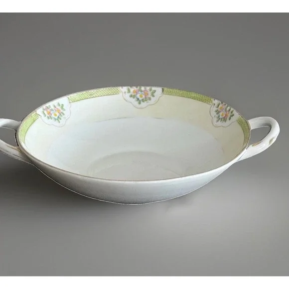 Antique Hand Painted Nippon Serving China bowl floral 9