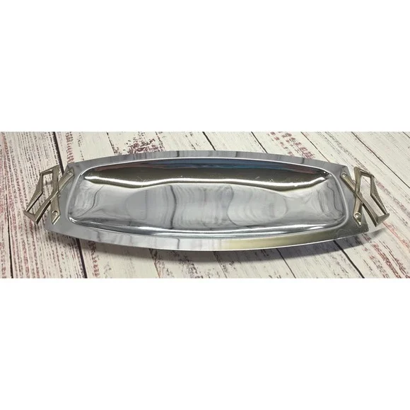 Kromex Serving Tray Unisex 17.5in Silver Excellent Mid Century Modern Atomic USA