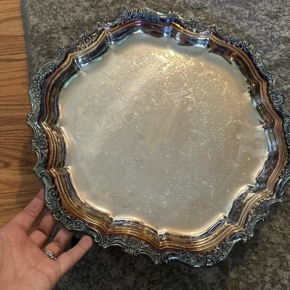 Vtg Webster Wilcox International Oneida Silverplate Round Serving Tray 14