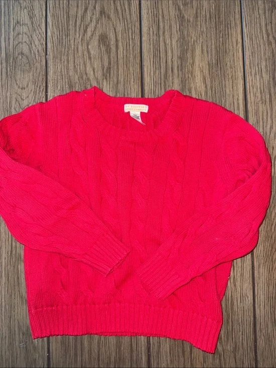 The Beaufort Bonnet Company Bright Red Cable Knit Sweater