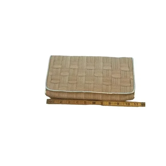 Cole Haan Beige Woven Light Trim Envelope Clutch Bag