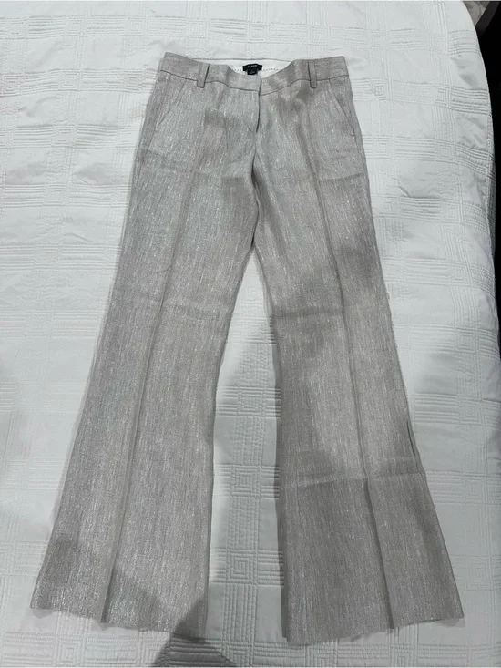 J. Crew Silver Metallic Flare Pants