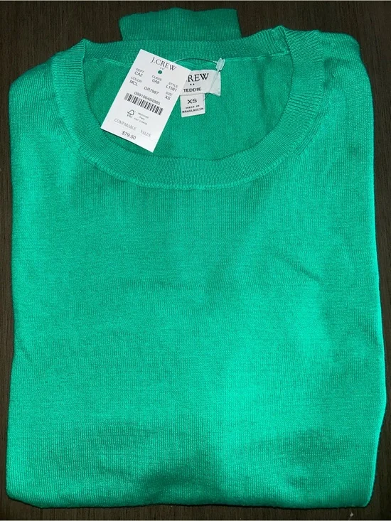 J. Crew Women's Green Knit Crewneck Sweater