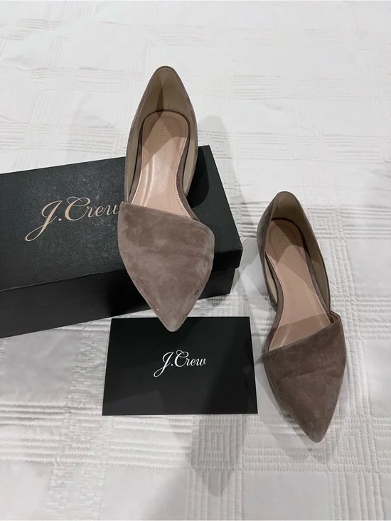 J. Crew Women's Taupe Suede Pointed Flats
